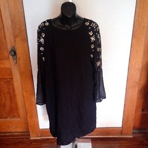 H&M black mid length dress with jewels